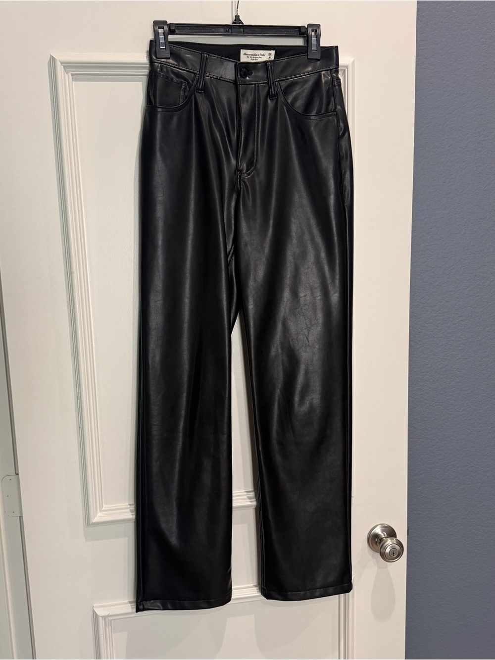 Abercrombie & Fitch Black Straight Faux Leather Jeans